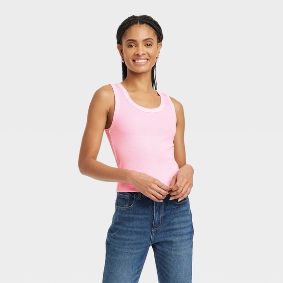 Universal Thread Tops - Universal Thread Women’s Shrunken Rib Tank Top - Pink Small